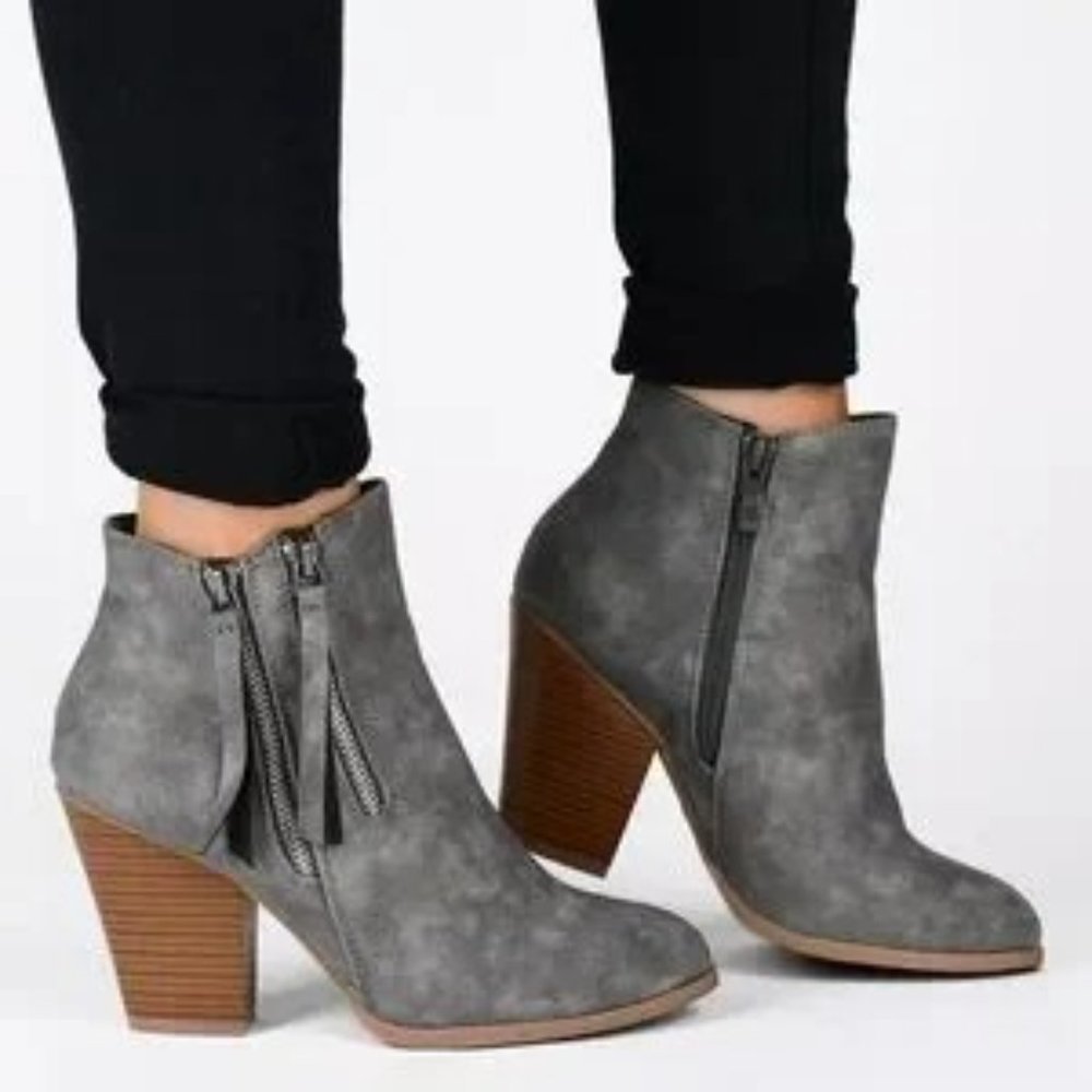 Journee Collection "Vally" Grey Vegan Leather Ankle Boots